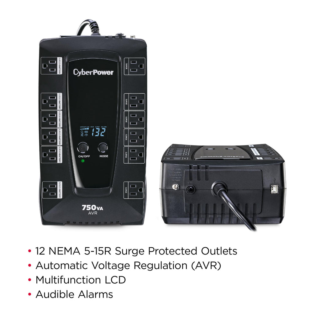 CyberPower AVRG750U AVR UPS System, 750VA/450W, 12 Outlets, Compact