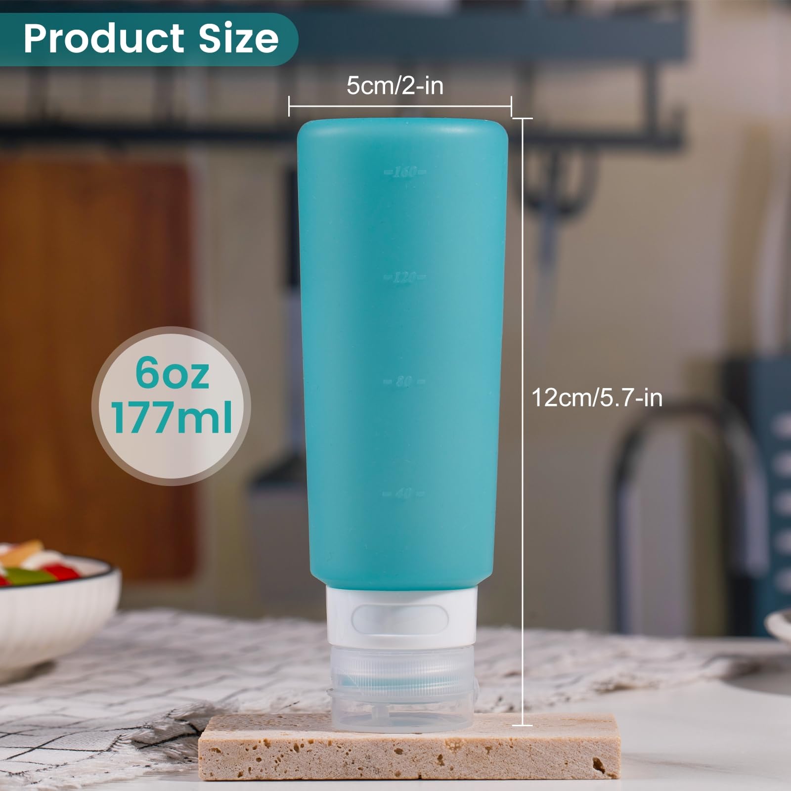 MICEBAY Condiment Squeeze Bottles for Sauces, 1-oz Mini Silicone Salad Dressing Container to Go with Snack Storage Bag, Leakproof Sauce Bottles for Lunch Box, 4 Pack, Blue