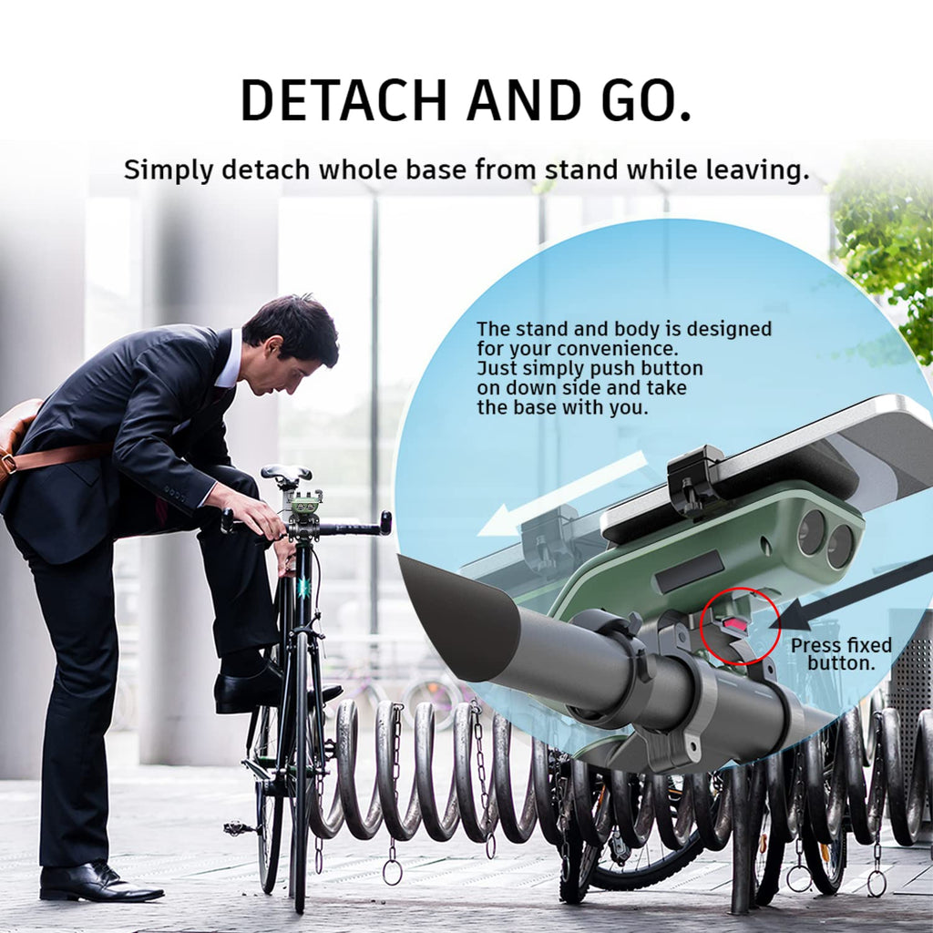 UPPEL Bluetooth Speaker Bicycle, Multifunctional Bike Phone Holder 10-in-1- LED Light - Bike Horn - Microphone - Ideal for Road & Mountain Bike (Black)