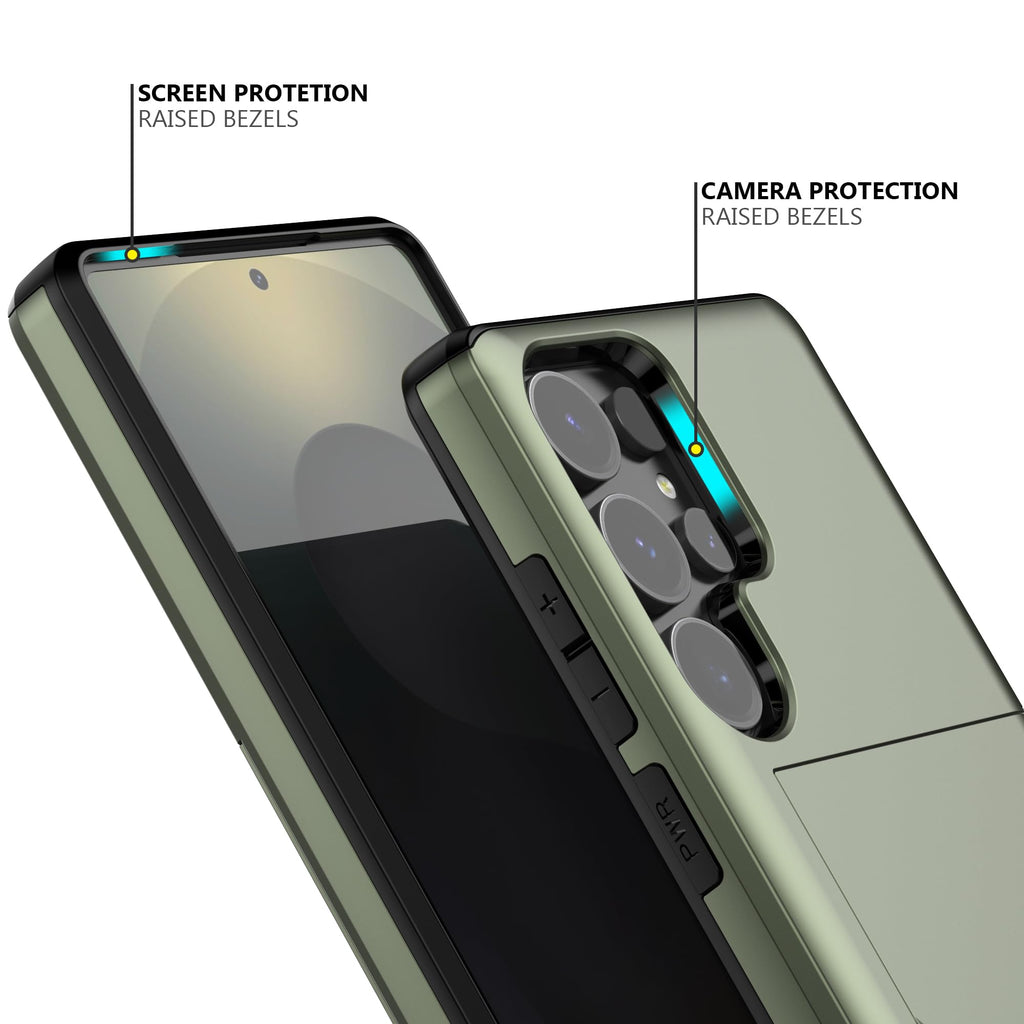 Nvollnoe for Samsung Galaxy S25 Case with Card Holder Dual Layer Heavy Duty Protective Case Hidden Card Slot Slim Wallet Cover for Samsung S25 6.2''(Black)