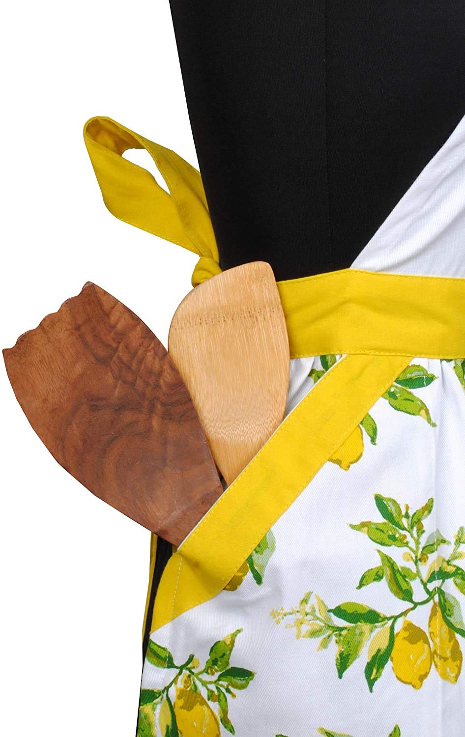 AMOUR INFINI Cotton Aprons for Women with Pocket, Adjustable Strap & Waist Ties - Washable Aprons for Baking, Cooking, Gardening (27.5 x 33 Inches - Blooming Floral)
