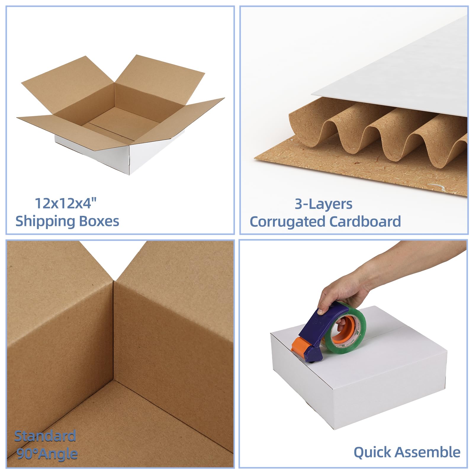 Hoikwo 40 Pack 4x4x2 Shipping Boxes for Small Business, Black Packaging Cardboard Boxes, Moving Mailing Packing Box