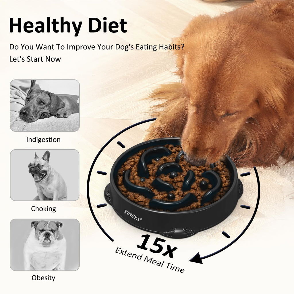 YINEYA 2PCS Anti-Choking Slow Feeder Dog Bowls Small Size Dog, Slow Feeder Cat Bowl, Supplies and Puzzle for Pet