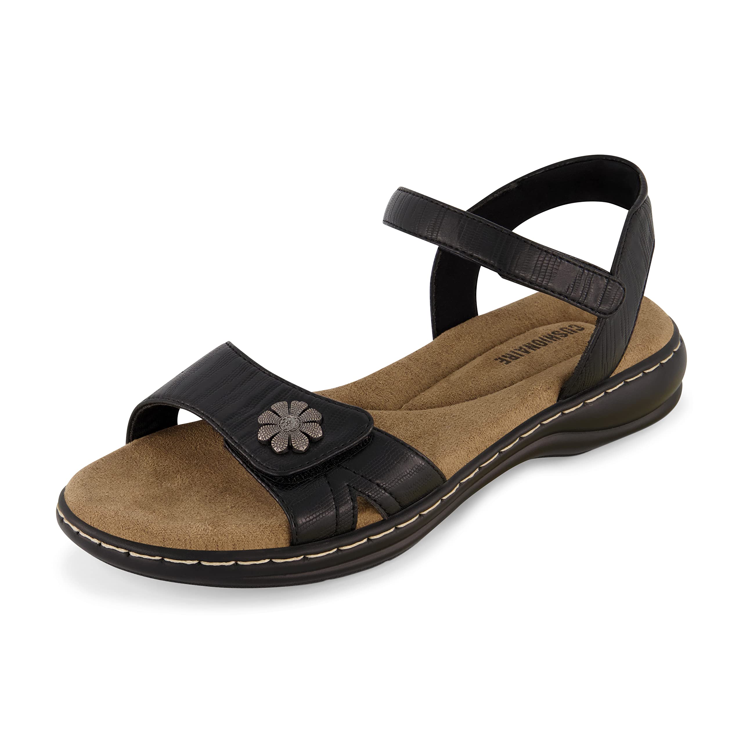 CUSHIONAIRE Bloom Comfortable Dressy Womens Sandals with Arch Support, Adjustable Straps, and Memory Foam Footbed.