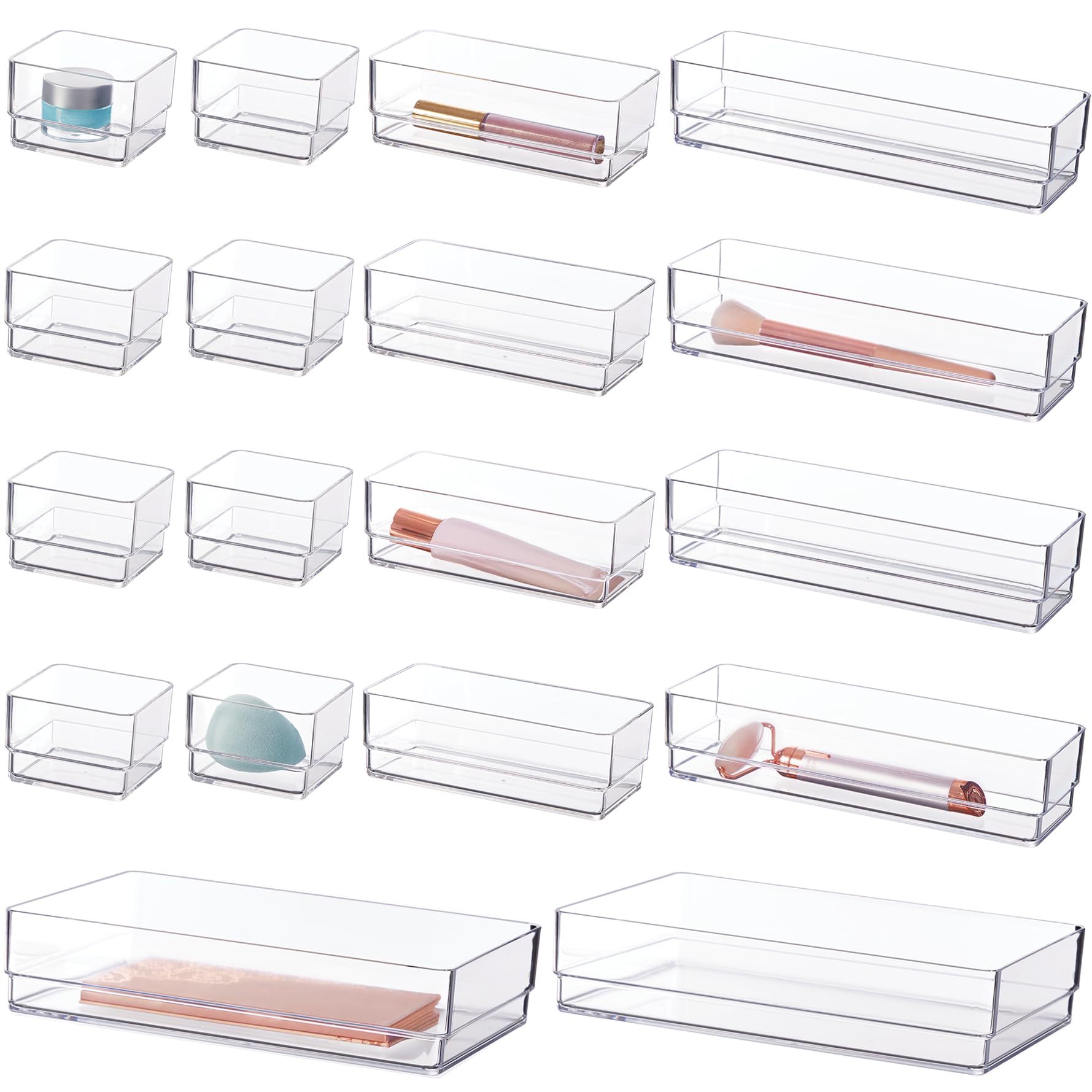 STORi SimpleSort 10-Piece Stackable Clear Drawer Organizer Set | Multi-size Trays | Makeup Vanity Storage Bins and Office Desk Drawer Dividers | Made in USA