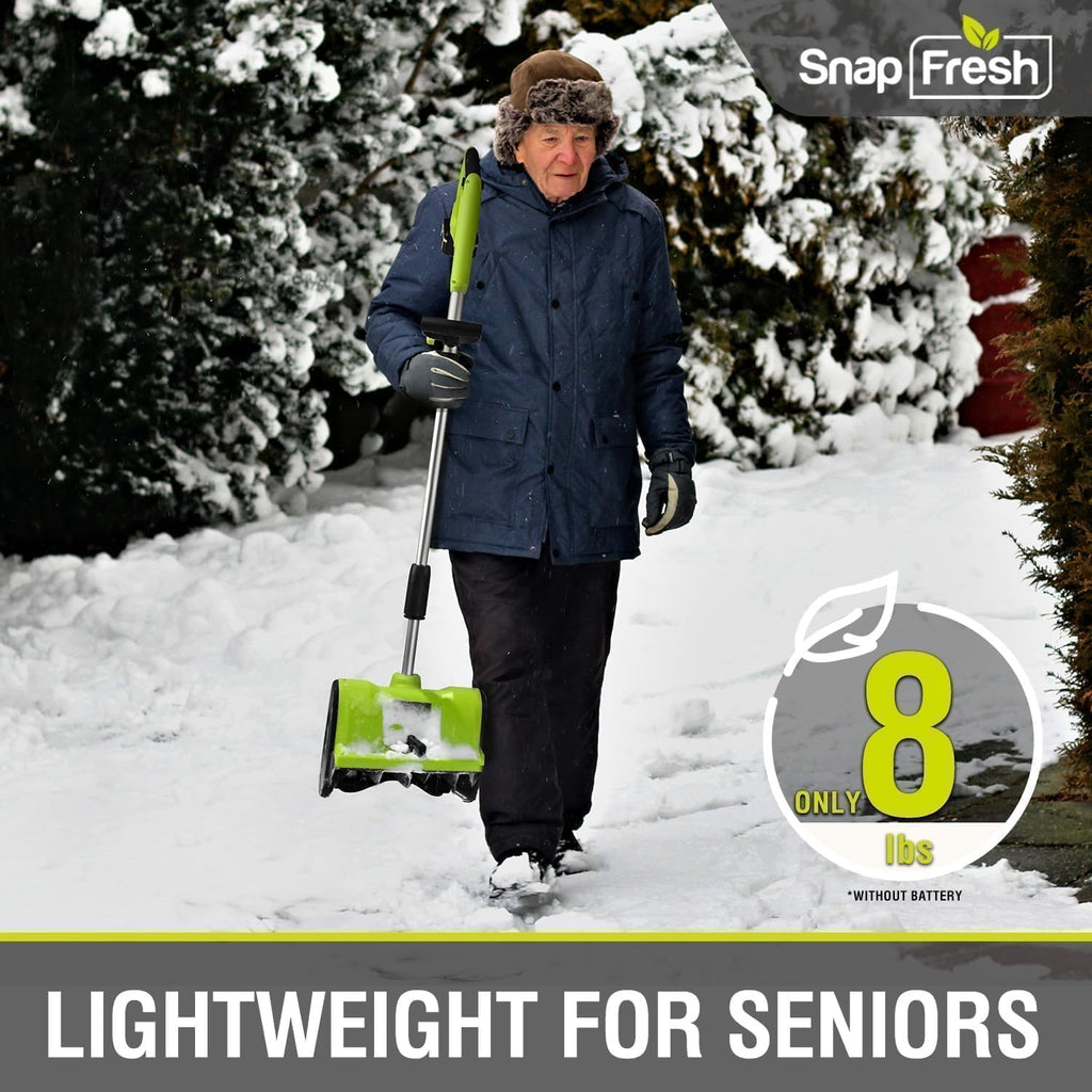 SnapFresh 20V Cordless Snow Shovel, 12” Electric Snow Thrower Kit w/Adjustable Handle & Directional Plate, Lightweight Battery-Powered Snow Blower for Driveway, 4.0Ah Battery & Fast Charger Included