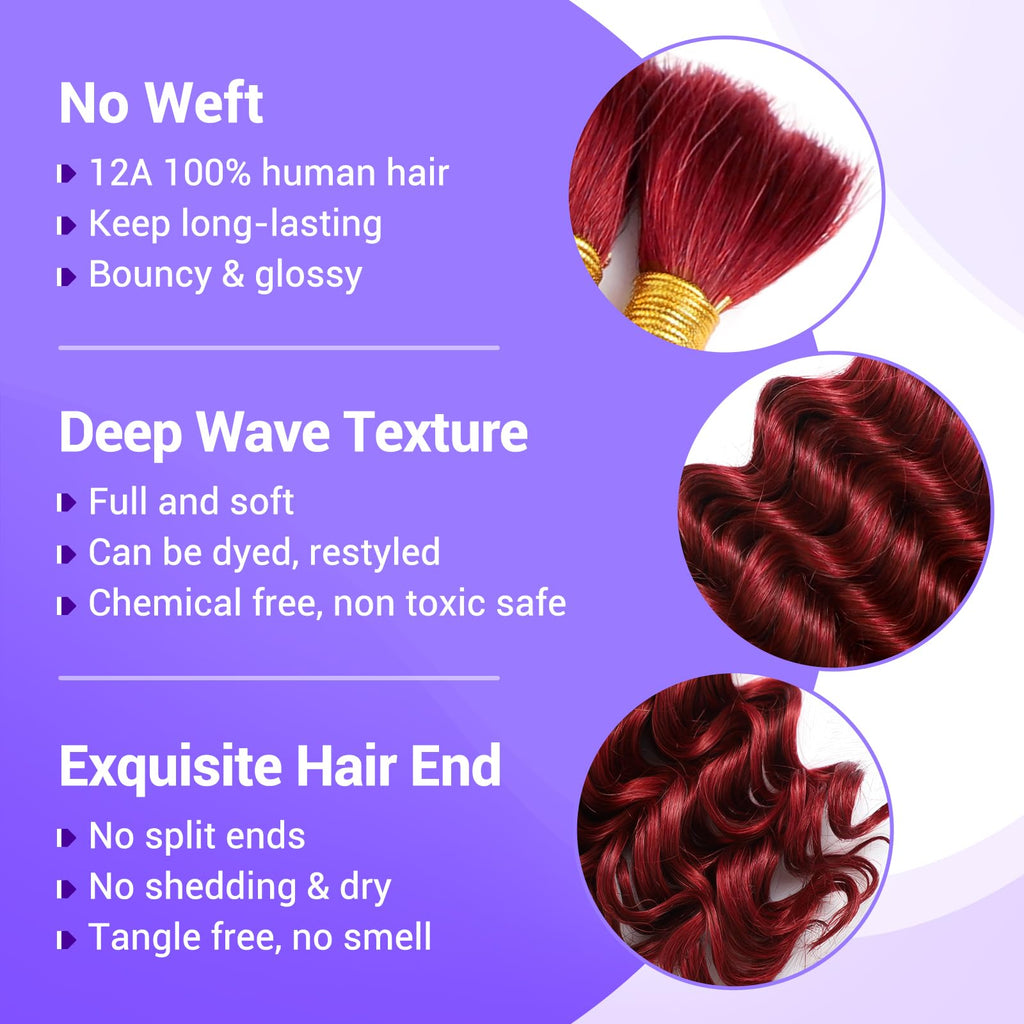 Human Braiding Hair for Boho Braids 110g Deep Wave Boho Bulk Human Hair for Braiding Knotless 12A Wet and Wavy Bohemian 3 No Weft Bundles/Pack Curly Braids Honey Blonde 16 Inch