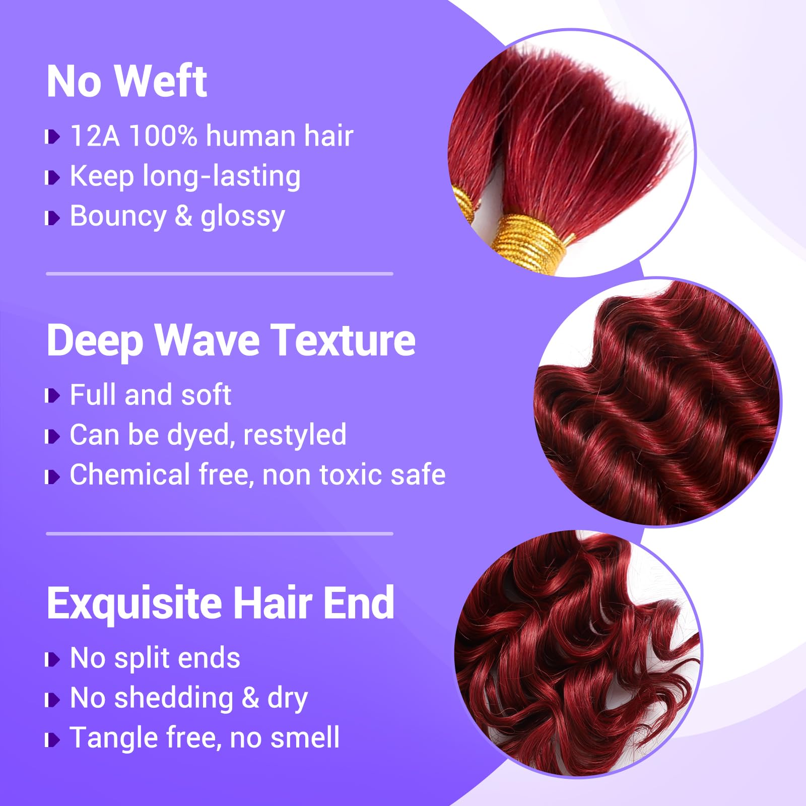 Human Braiding Hair for Boho Braids 110g Deep Wave Boho Bulk Human Hair for Braiding Knotless 12A Wet and Wavy Bohemian 3 No Weft Bundles/Pack Curly Braids Honey Blonde 16 Inch
