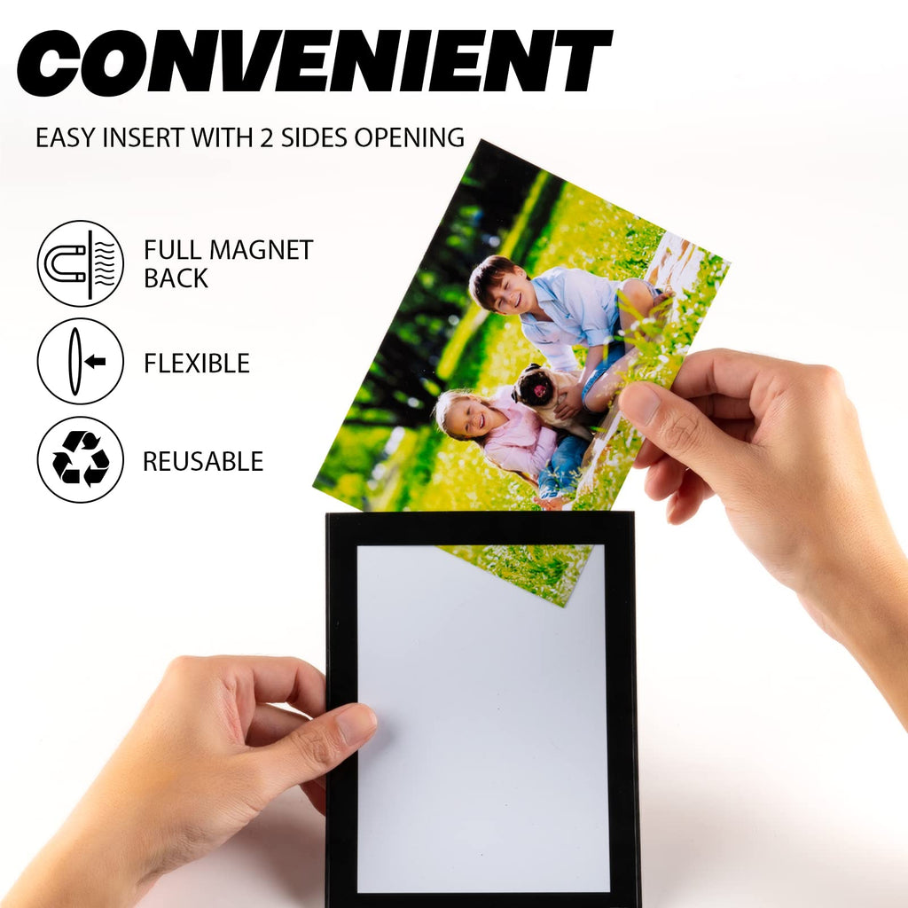 STTMGN Magnetic Picture Frames with Black Border(2.5"X3.5",12 Pack),Mini Wallet Size Magnet Photo Sleeves Pockets/Holder,Decorations for Home/Office/School/Classroom/Party
