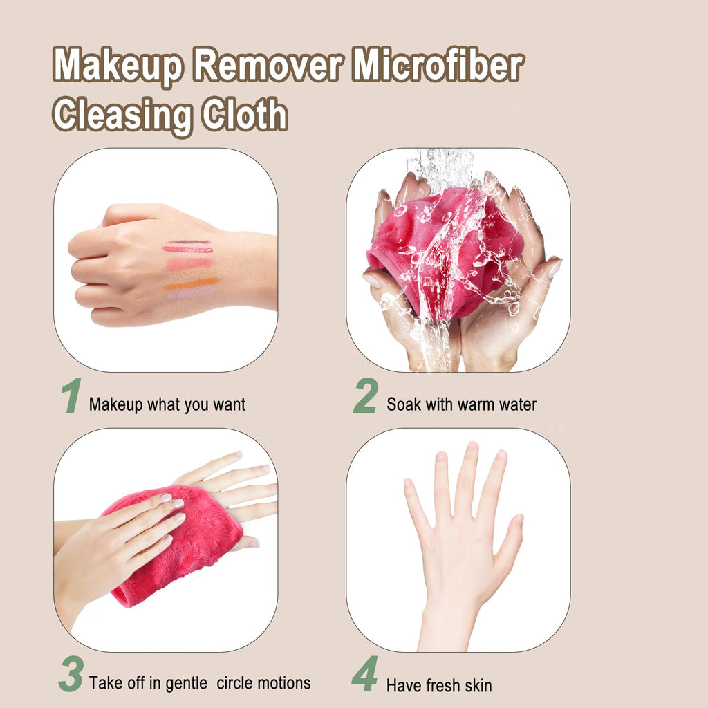 KODAMO Makeup Remover Cloth, Reusable Makeup Remover Pads Washable with Mesh Bag, Microfiber Makeup Removal Face Wash Cloths with Just Water, Gentle Soft, 12 Pack