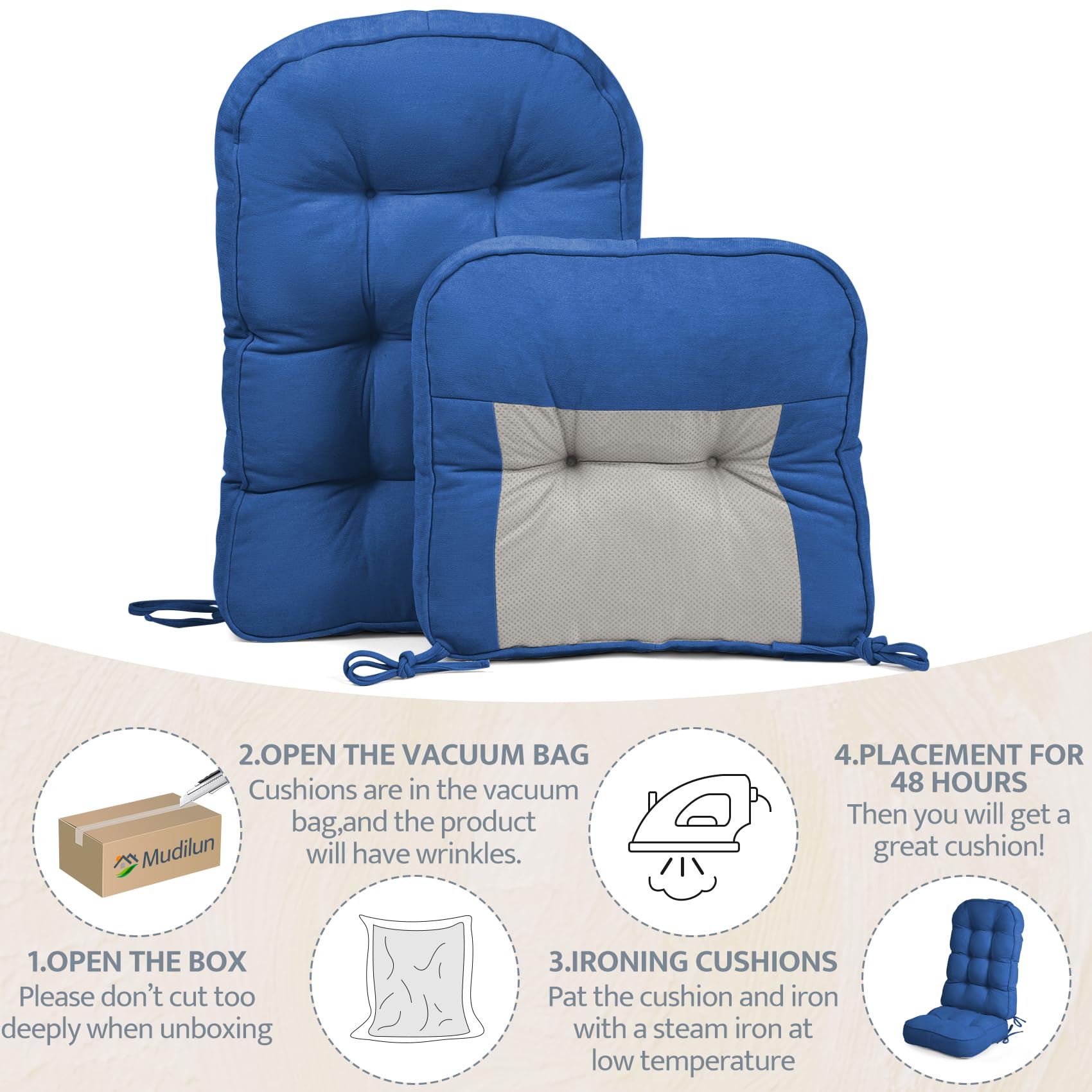 mudilun Rocking Chair Cushion - Non-Slip Tufted 4-Inch Thickened Rocking Chair Cushions with Ties Indoor/Outdoor Wooden Rocking Chair Pad for Living Rooms, Bedrooms, and Balconies