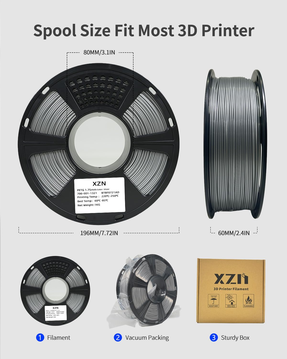PLA Filament 1.75mm, 3D Printer Filament 1kg Spool (2.2lbs), Neatly Wound, +/- 0.02mm Precision, No Clog/Bubble, Excellent Layer Adhesion, Fits Most FDM Printers, Apple Green