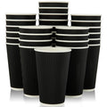 JollyPack 60 Pack 12 oz Paper Coffee Cups, Black Disposable Beverage Cups with Insulated Ripple Wall for Coffee, Tea, and Hot Chocolate