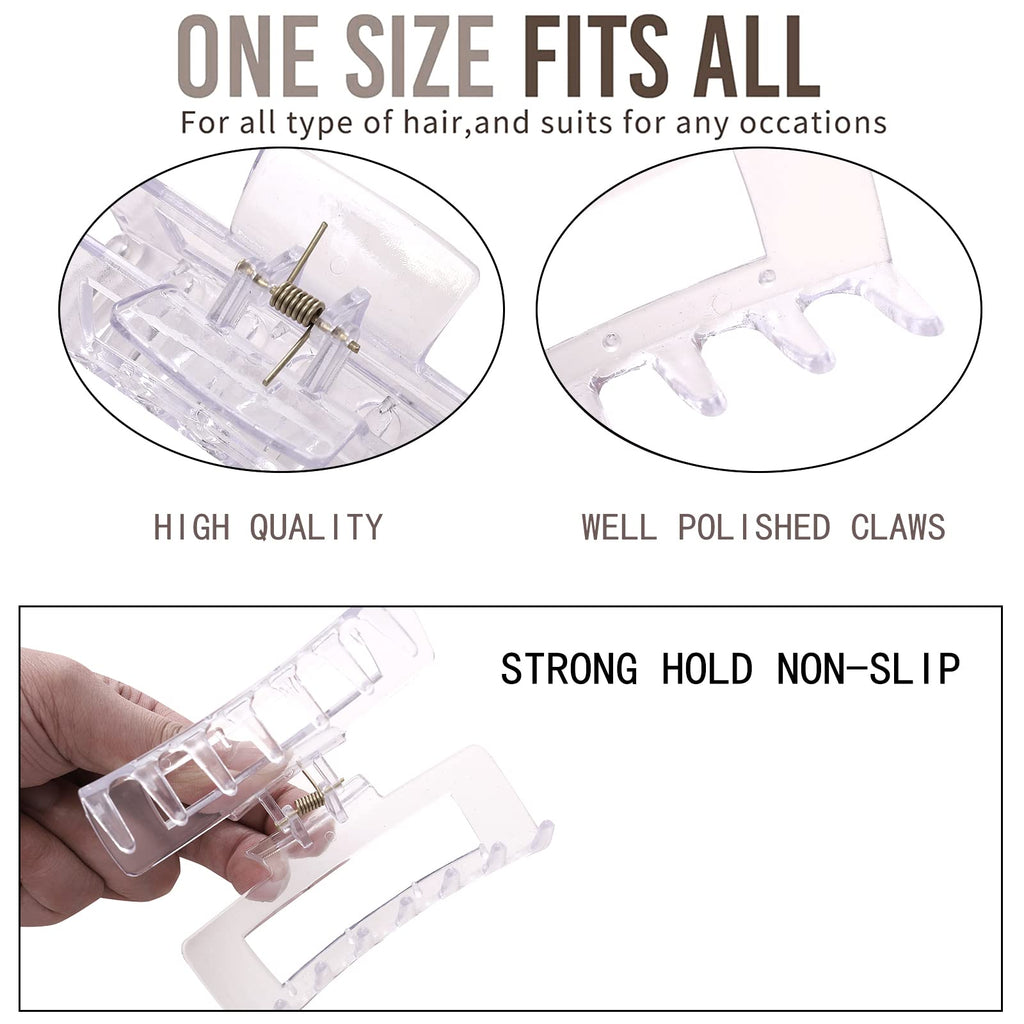 12 Pack Black Square Claw Clips, Big and Small Neutral Rectangle Hair Claw, Non-slip Matte Large Hair Clips for Women,Strong Hold jaw clip for Thick Thin Hair