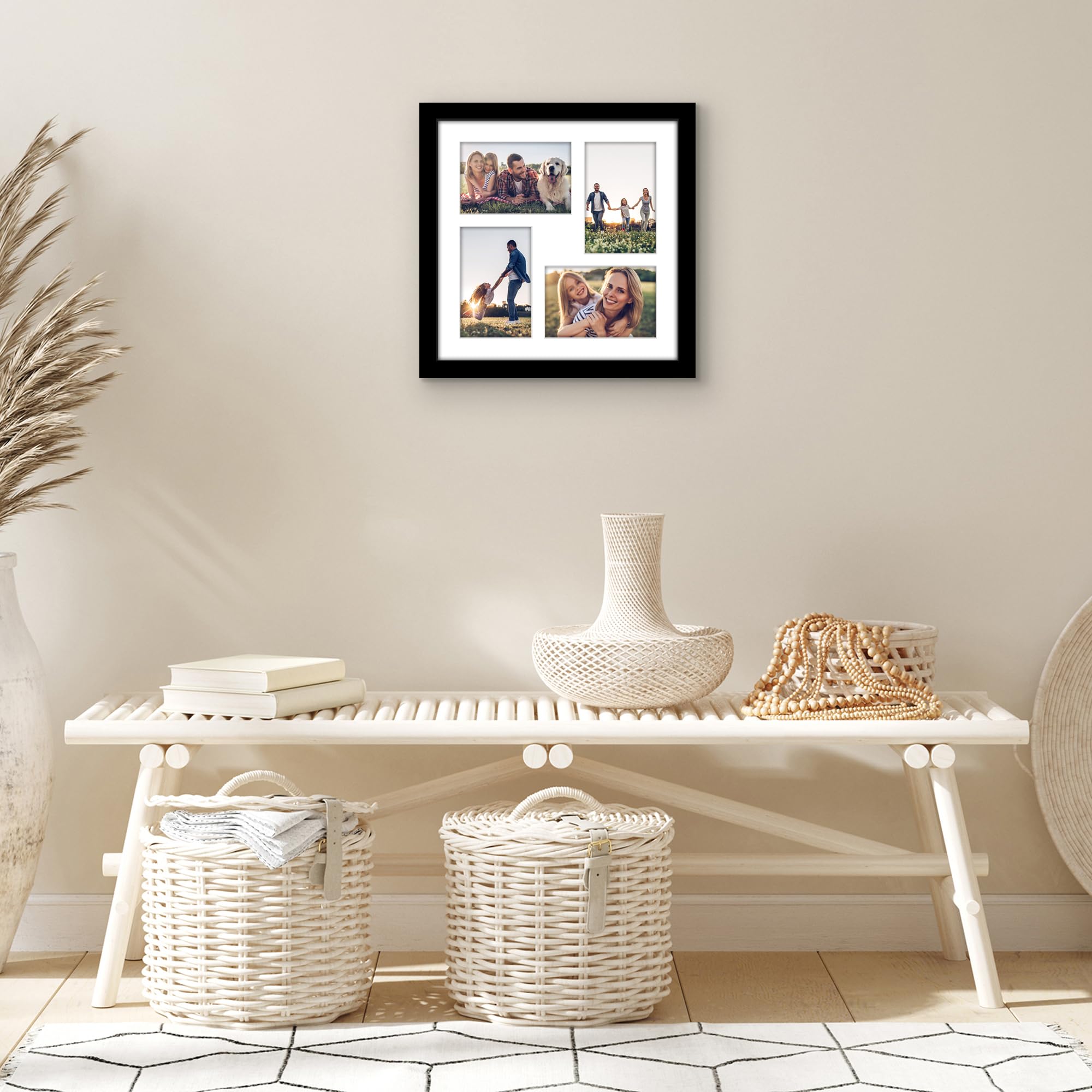 Americanflat 4x6 Double Picture Frame with Shatter-Resistant Glass - Fits Two 4x6 Photos or use as One 6x14 Frame - Signature Collection - Collage Frames for Tabletop and Wall Display - Black