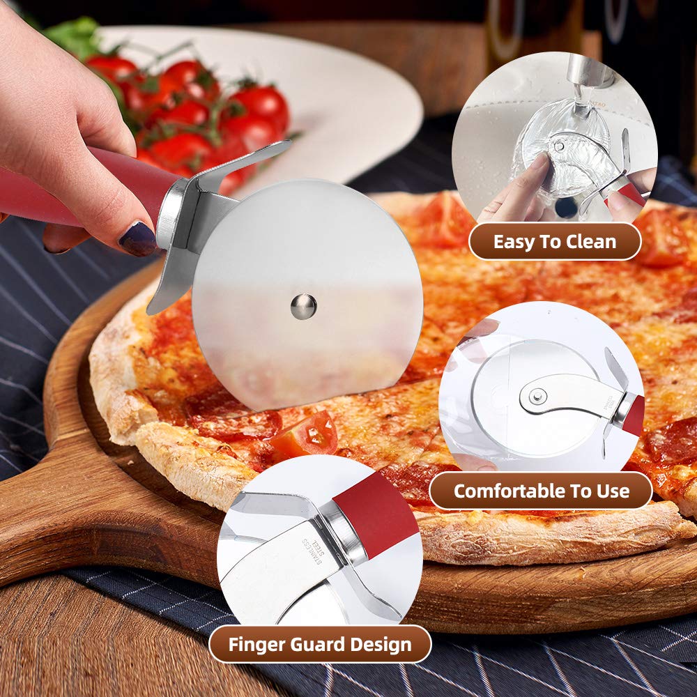 SCHVUBENR Premium Pizza Cutter Wheel - Ultra Sharp Stainless Steel Pizza Slicer with Non-Slip Soft Grip Handle - Multi-Purpose Cutter for Pizza, Dough & Pastry - Dishwasher Safe, Easy to Clean - Black