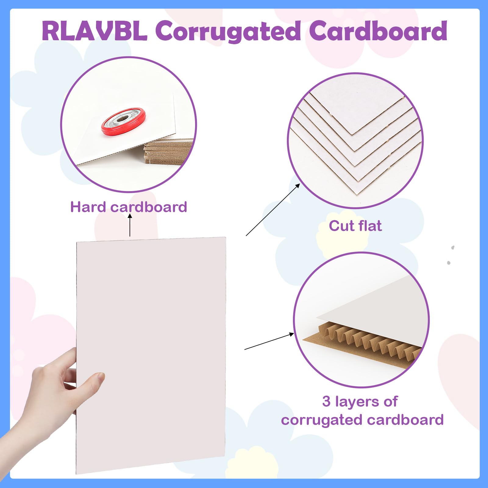 RLAVBL 200 Pack 3.5x4.5 White Corrugated Cardboard Sheets, Flat Cardboard Inserts for Shipping, Mailing, Packing, DIY Crafts