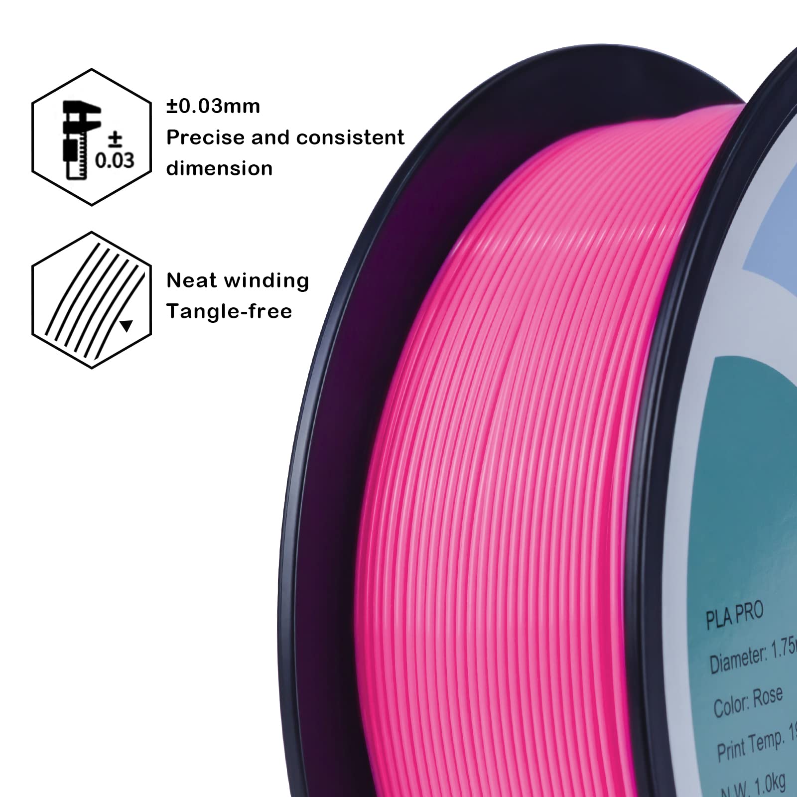 ZIRO 3D Printer Filament, PLA Filament 1.75mm, Black pla 1KG(2.2lbs), Dimensional Accuracy +/- 0.03mm, Fits Most FDM Printer AMS System,3D Printing Filament Spool Black (Plastic Reel)