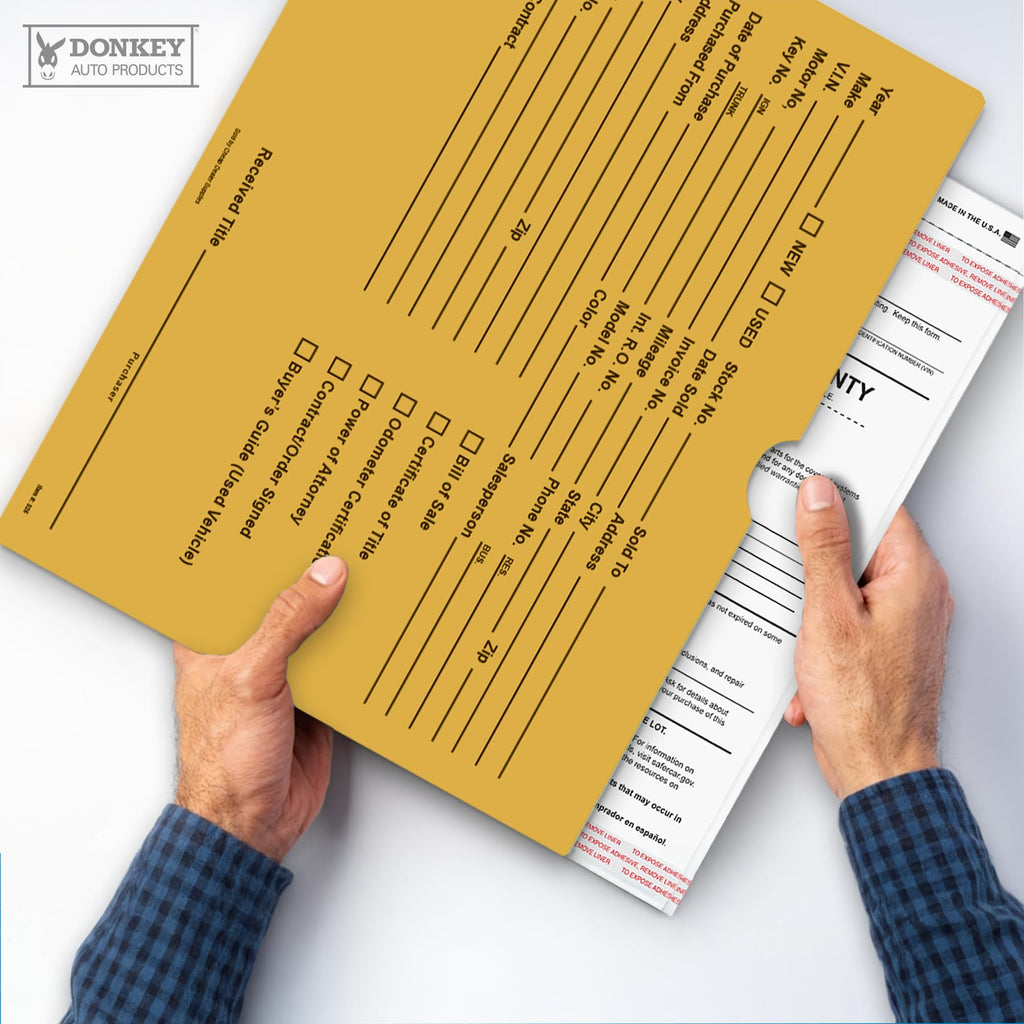 Printed Vehicle Deal Envelopes 9x12 Deal Jackets (100 shrink wrapped) (Blue)