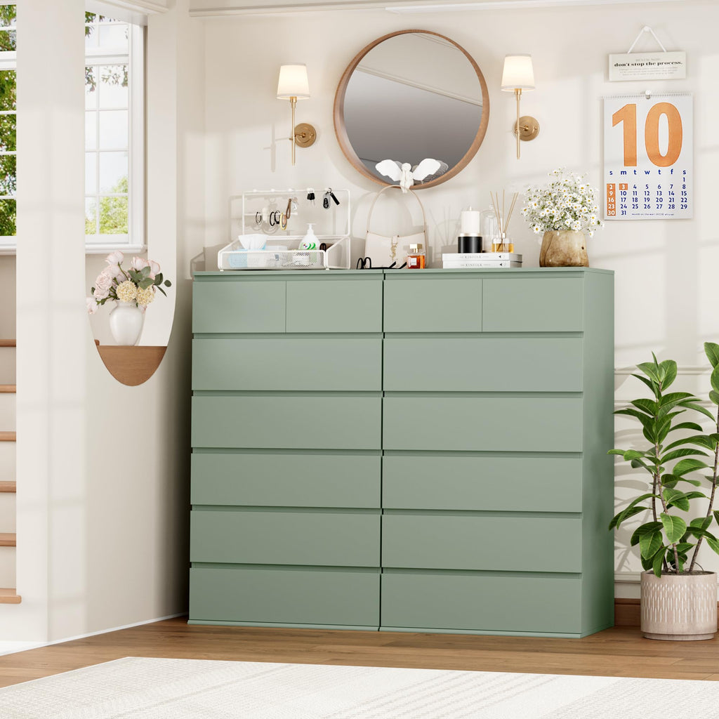 FOTOSOK 7 Drawer Dresser, Black Dresser Tall Dresser, 23.6W x 15.7D x 46.7H in Black Chest of Drawers with Large Storage Space for Home