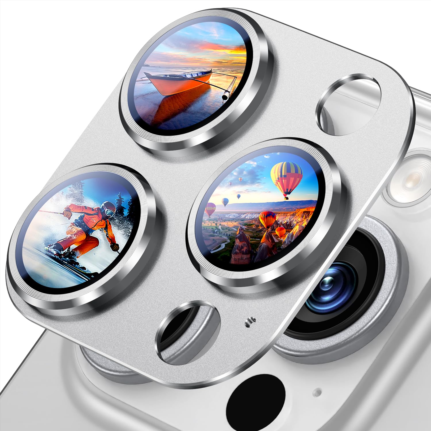 Uyiton Compatible with iPhone 17 Camera Lens Protector - [Not Easy to Break][Strong Adsorption][Case-Friendly] Metal Tempered Glass Rear Camera Screen Cover - Black