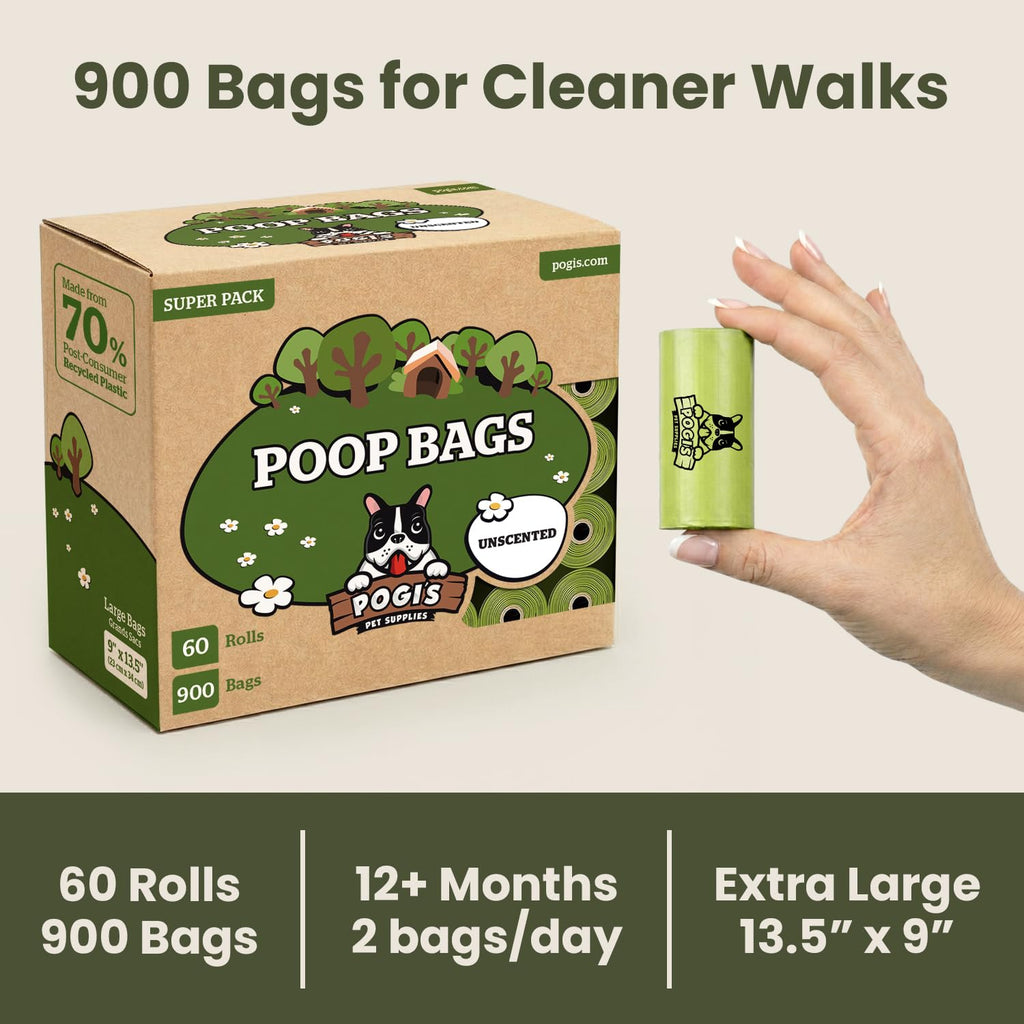 Pogi’s Dog Poop Bags – Leak-Proof & Extra Thick Pet Waste Bags (Fresh Scent, 10 Rolls, 150-Count)