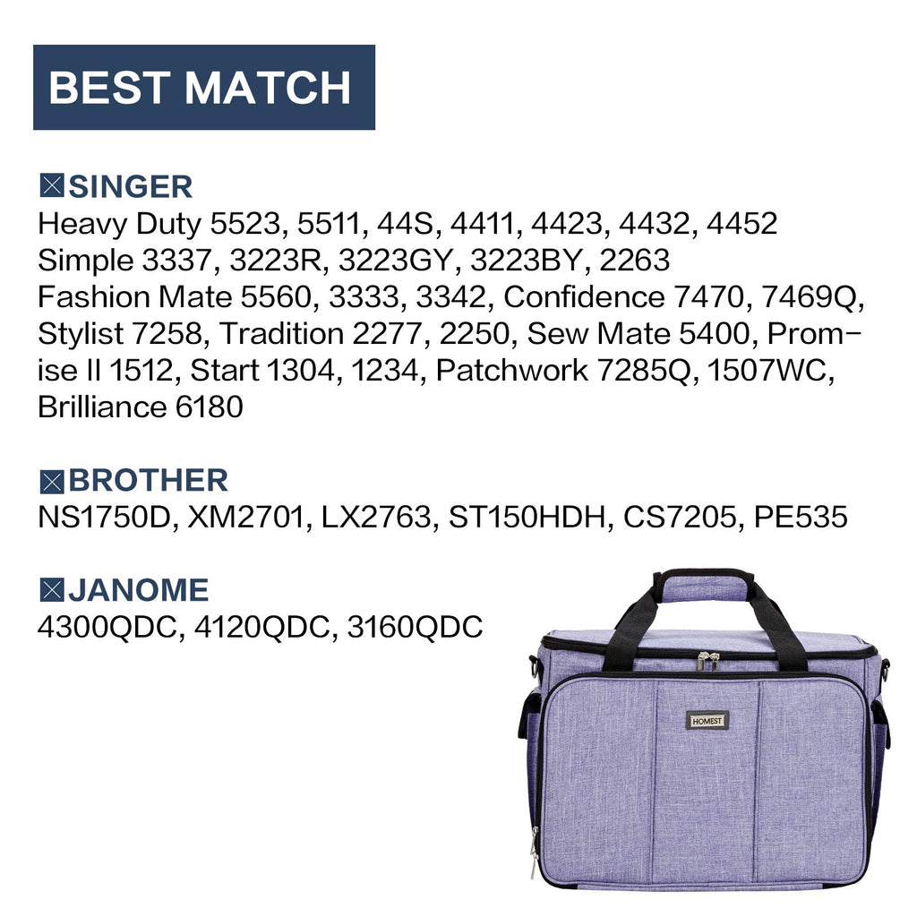 HOMEST Sewing Machine Carry Case, with Shoulder Strap and Front Pocket | Fits most standard Singer, Brother and Janome machines, with storage pockets for sewing accessories and tools, Floral
