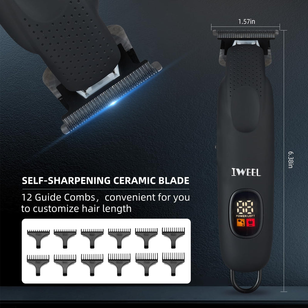 IWEEL Professional Beard Trimmer for Men - Electric Hair Clippers, Zero Gapped T-Blade Edgers, Cordless Rechargeable Mustache Trimmer Grooming Kit for Body