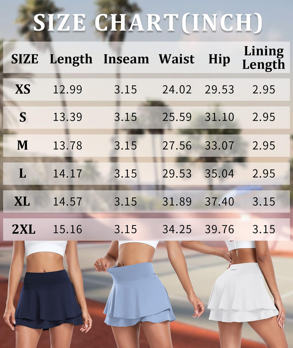 EARKOHA Women Tennis Skort Athletic Golf Skirt High Waisted Layered Running Skirt Built-in Shorts with 2 Pockets