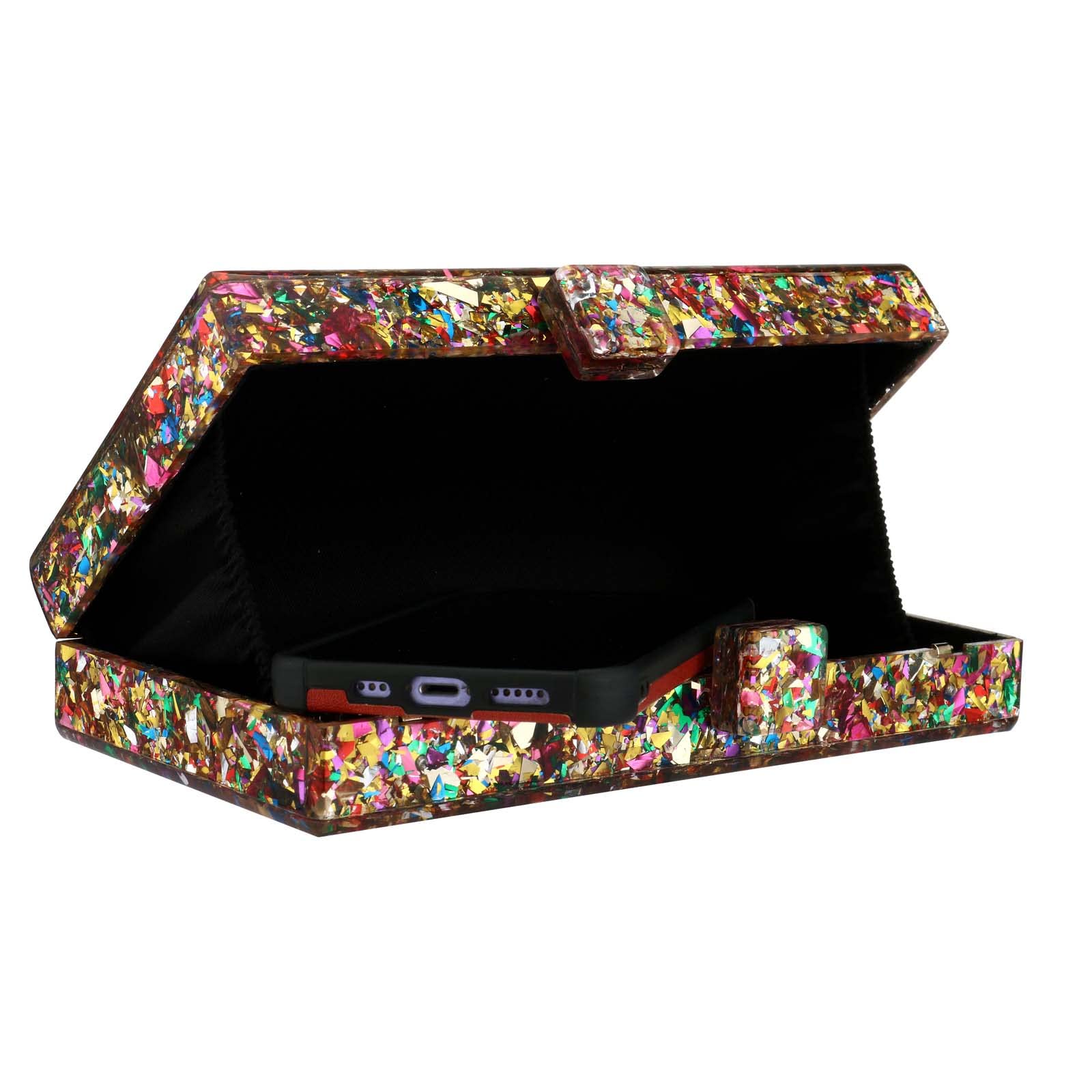 Gets Acrylic Purses and Handbags for Women Multicolor Perspex Geometric Patterns Box Clutch Banquet Evening Crossbody Handbag