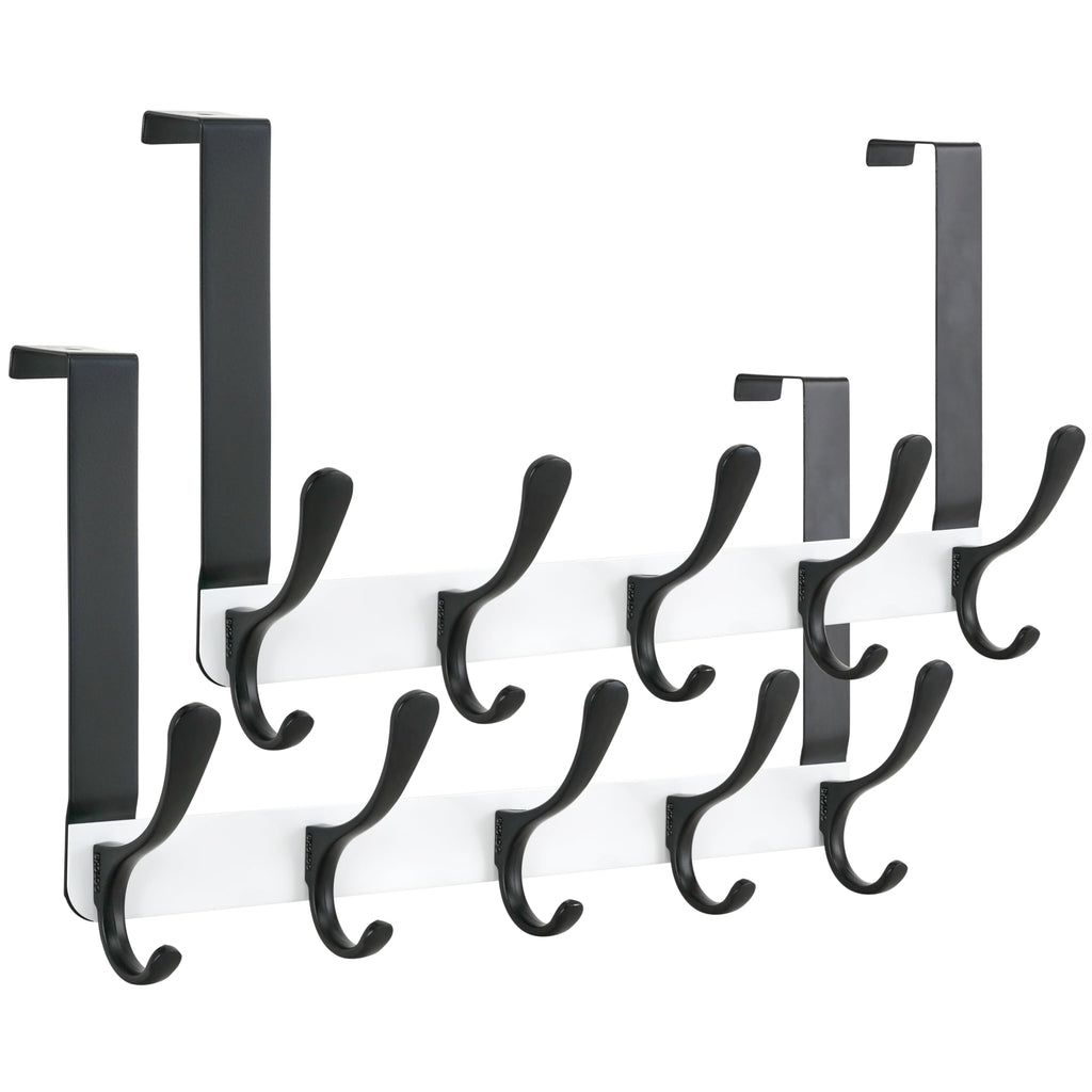 SKOLOO Over The Door Hook, Door Hanger Hooks for Hanging Clothes, Towels, Coats, Hats, Over The Door Towel Hook - Black, Assembly Required