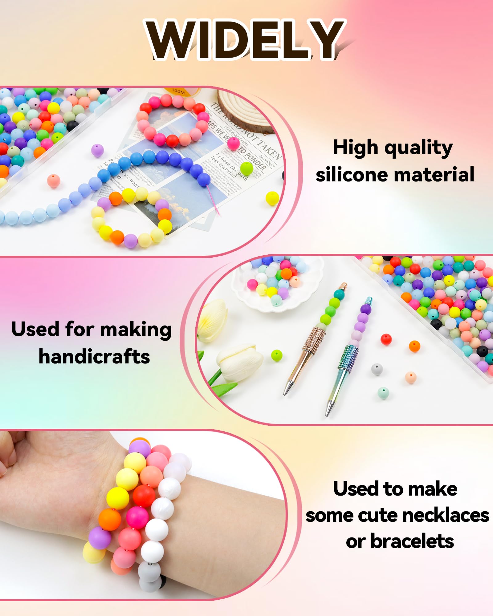 180PCS FIVEIZERO Silicone Beads – 30 Colors 12mm Round Rubber Beads Bulk for DIY Crafts, Keychain Accessories & Jewelry Making | Soft Silicone, Seamless Finish, Easy to String, Fade Resistant, Durable for Daily Use