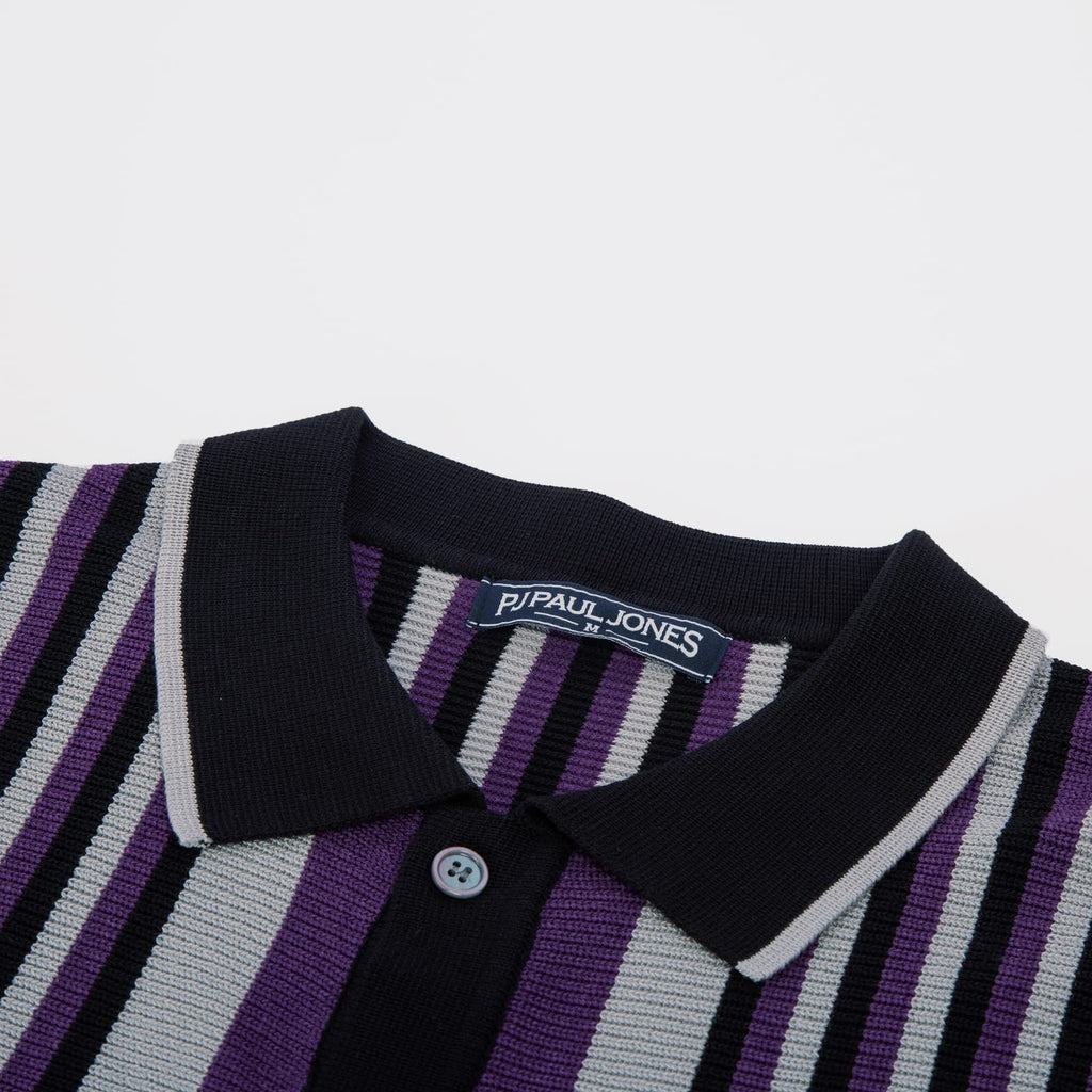 PJ PAUL JONES Men's Polo Shirts Retro Knit Shirt Vintage Striped Shirt