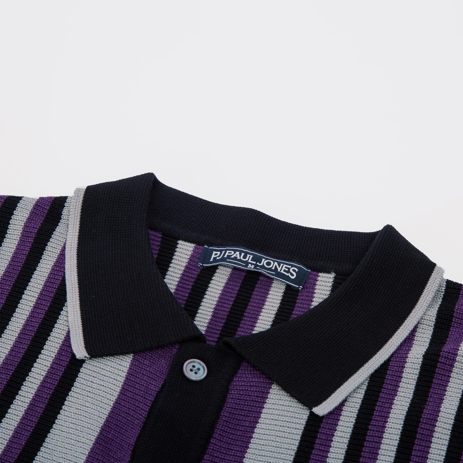 PJ PAUL JONES Men's Polo Shirts Retro Knit Shirt Vintage Striped Shirt
