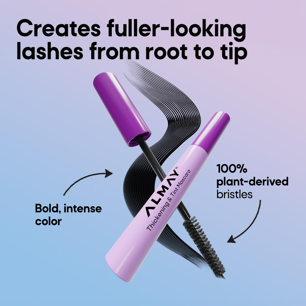 Almay Thickening & Tint Mascara, Nourishing Mascara, Hypoallergenic, 401 Blackest Black