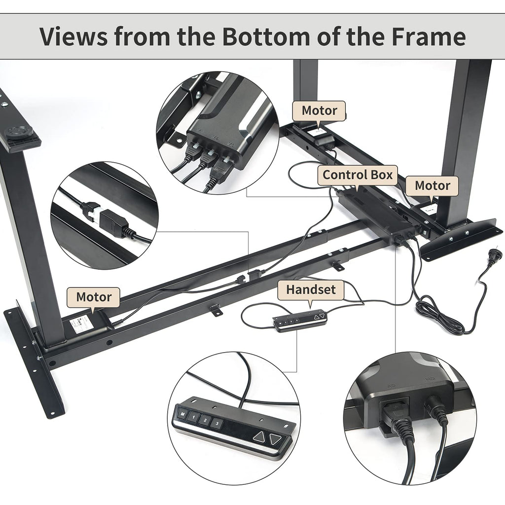 TOPSKY Dual Motor Height Adjustable L-Shaped Desk Frame, 270 lbs Capacity, Supports Multiple Monitors, Black 3-Leg Standing/Sitting Base for Home & Office, DF03.02 (Frame Only)
