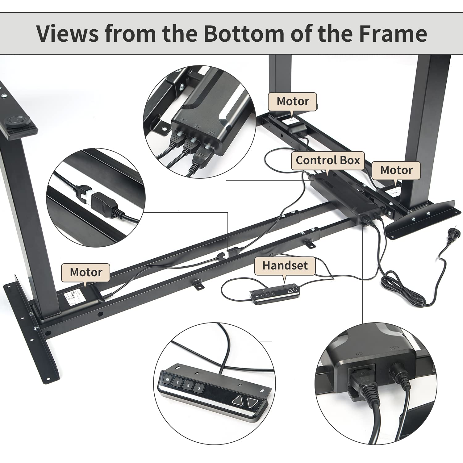 TOPSKY Dual Motor Height Adjustable L-Shaped Desk Frame, 270 lbs Capacity, Supports Multiple Monitors, Black 3-Leg Standing/Sitting Base for Home & Office, DF03.02 (Frame Only)