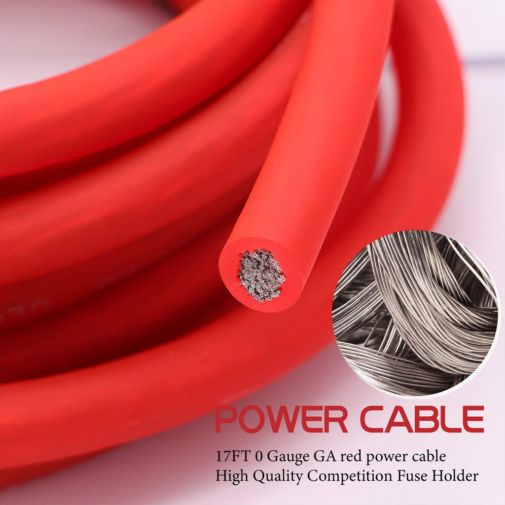 0 Gauge Amp Wiring Kit,3000 Watt Amplifier Sub Installation Kit Make Connections and Brings Power to Your Radio,Subwoofers and Speakers