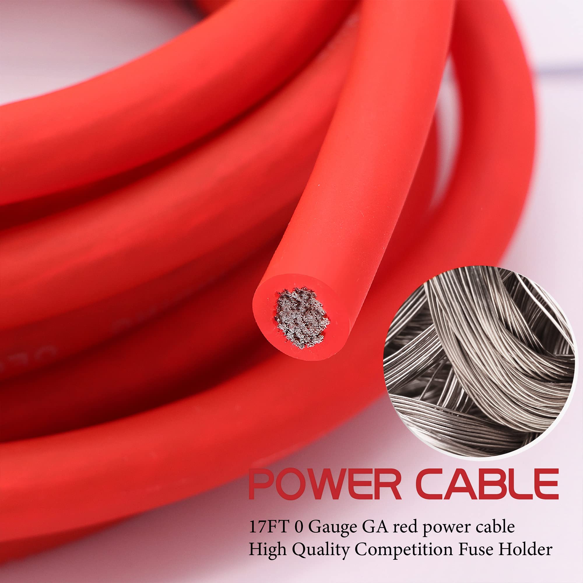 0 Gauge Amp Wiring Kit,3000 Watt Amplifier Sub Installation Kit Make Connections and Brings Power to Your Radio,Subwoofers and Speakers