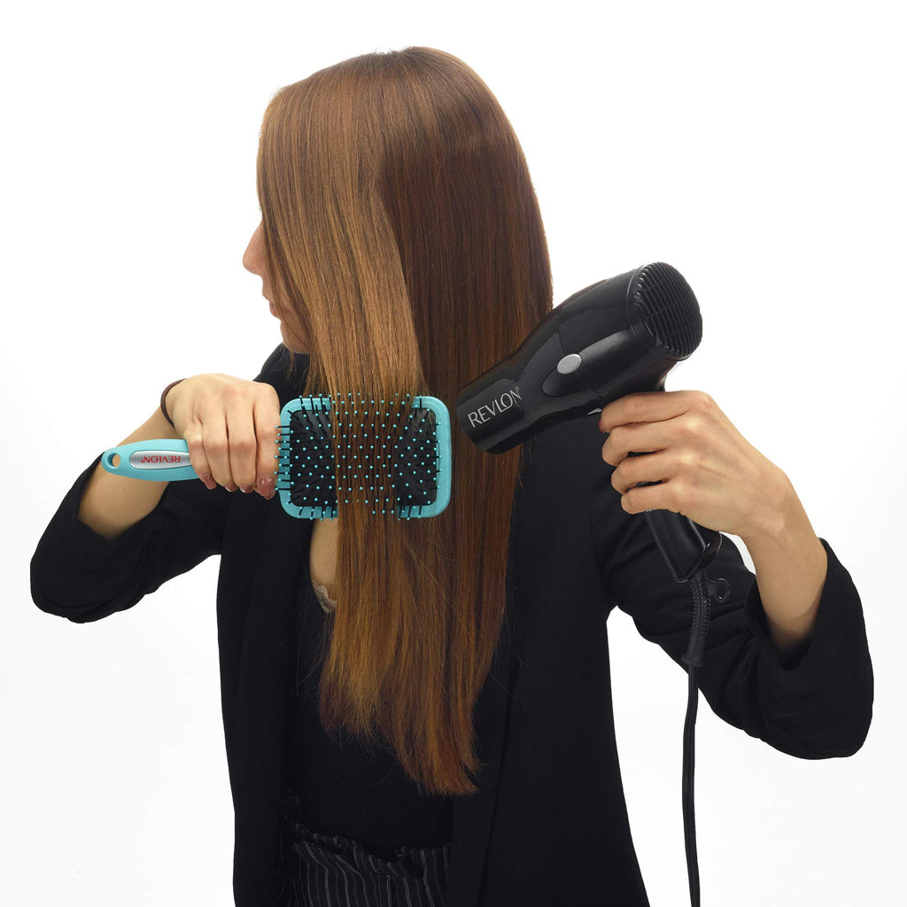Revlon Straight & Smooth Soft Touch Paddle Hair Brush Set, Black + Berry