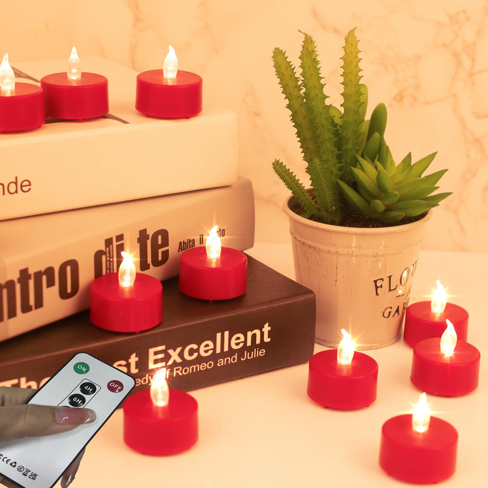 Tea Light Candles with Remote Control,Flickering Flameless LED Candle,Long Lasting 400+Hours,Battery Operated with Timer for Home Decoration Seasonal &Festival Celebration Warmyellow (5pcs)
