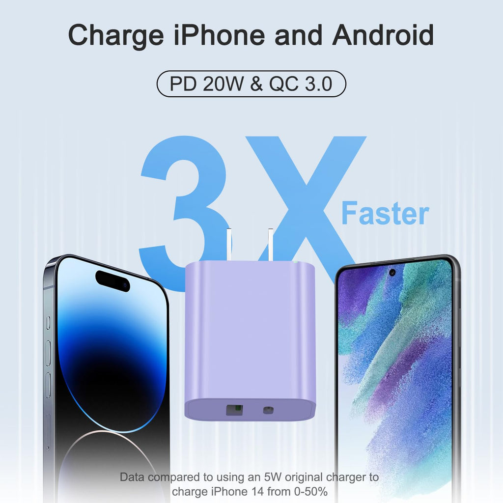 USB C Charger Block Charging Block Type C Charger 20W Wall Chargers 4 Pack for iPhone 16/16 Plus/16 Pro/16 Pro Max/iPhone 15/15 Pro/15 Pro Max/14/13/12 Pro/Samsung//Android(Black)
