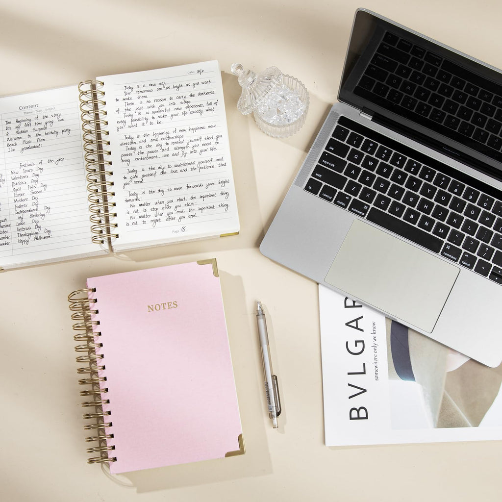 Spiral Notebook Journal, 328 Pages Linen Hardcover College Ruled Notebook, Lined Thick Journals for Women Men, A4 Thick Spiral Journal for Writing, 100GSM Paper, Cute Notebooks for Work School