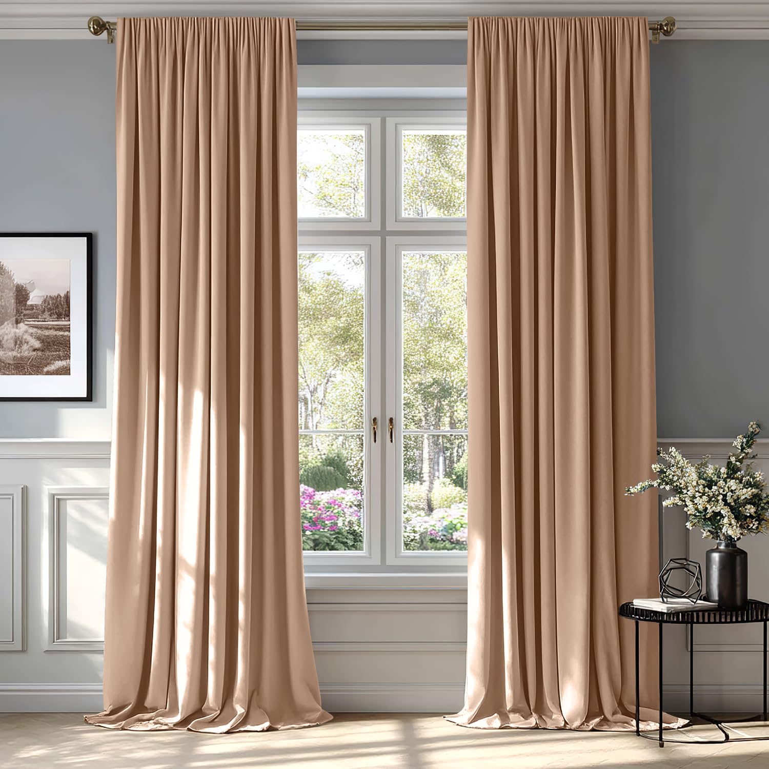 MIULEE Black Velvet Curtains Thermal Insulated Blackout Halloween Curtain Drapes for Bedroom Living Room Darkening 63 Inches Long Curtains Panels Rod Pocket Set of 2