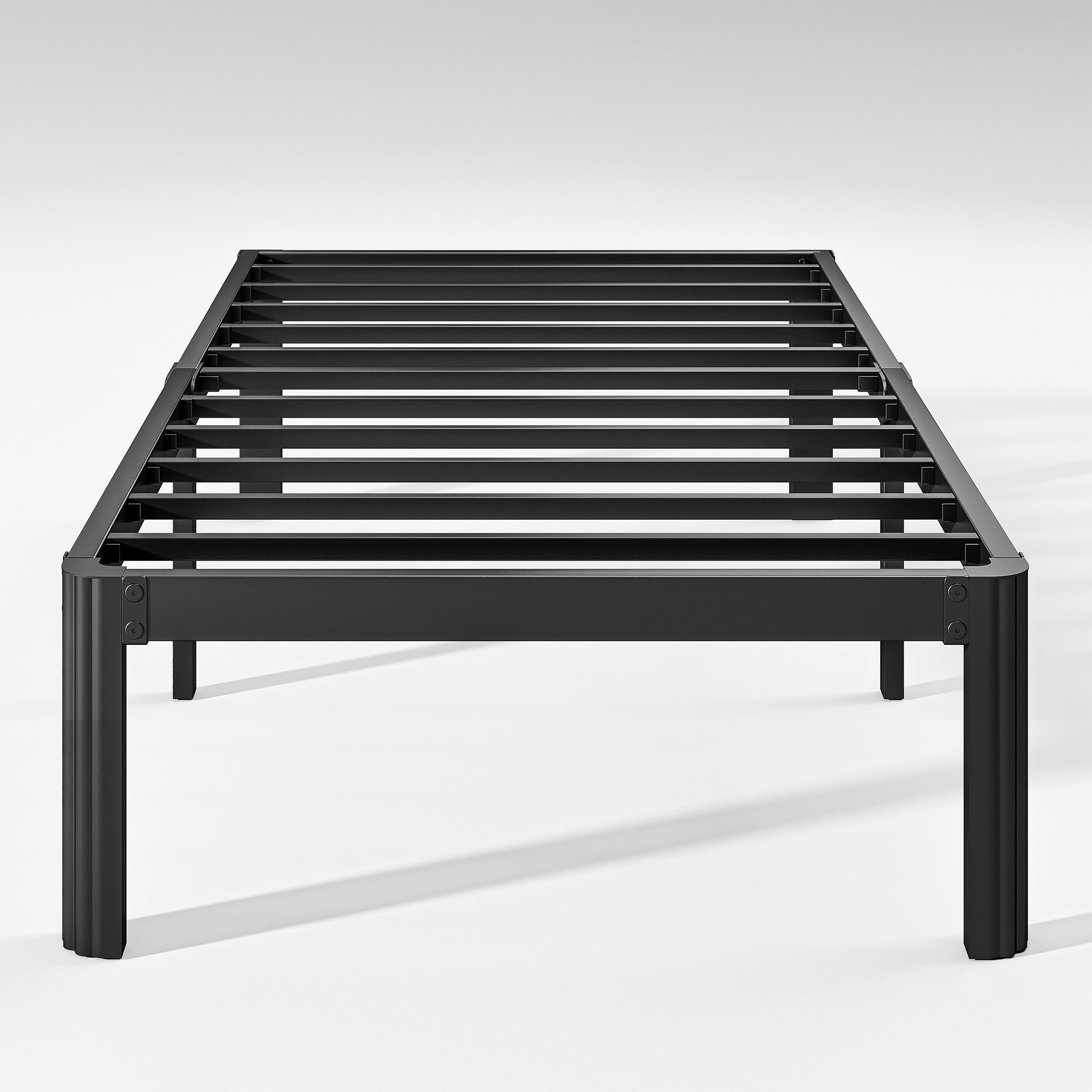 Hunlostten 16" Heavy Duty Twin Bed Frame No Box Spring Needed, Metal Platform Bed Frame Twin with Round Corners, Easy Assembly, Noise Free, Black