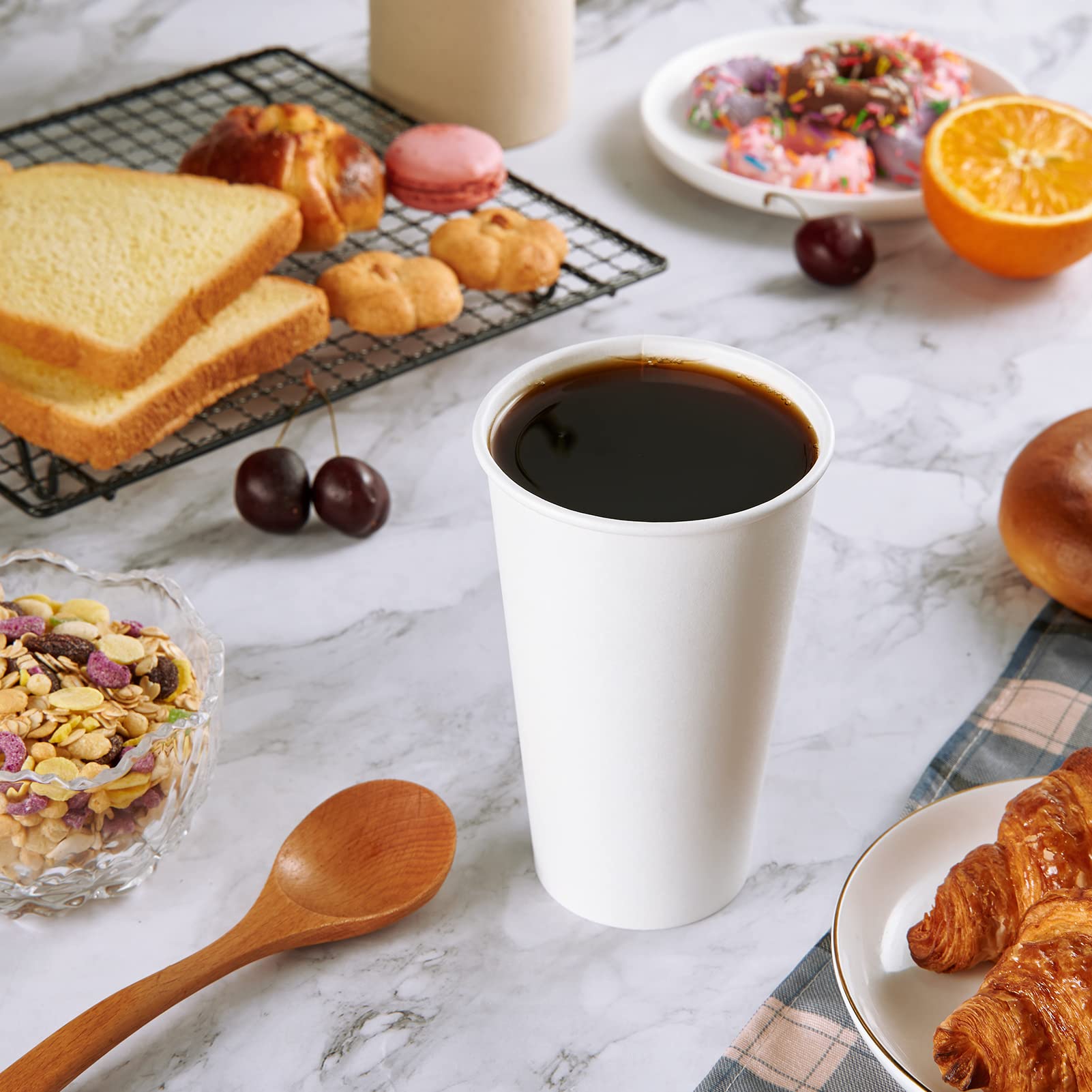 Vplus 500 Pack 8 OZ Paper Coffee Cups, Disposable 8 OZ Coffee Cups With Lids, Cold/Hot Drinking, For Home, Traveling, Stores, Office, And Events