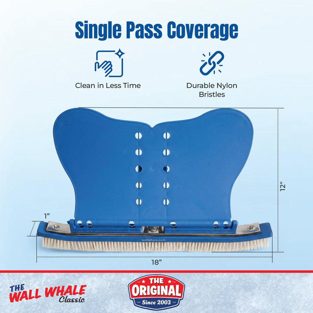 18" Swimming Pool Brush Head | More Than 10x the Brushing Force | Algae Removal & Weekly Brushing | Attaches to Your Existing Pole