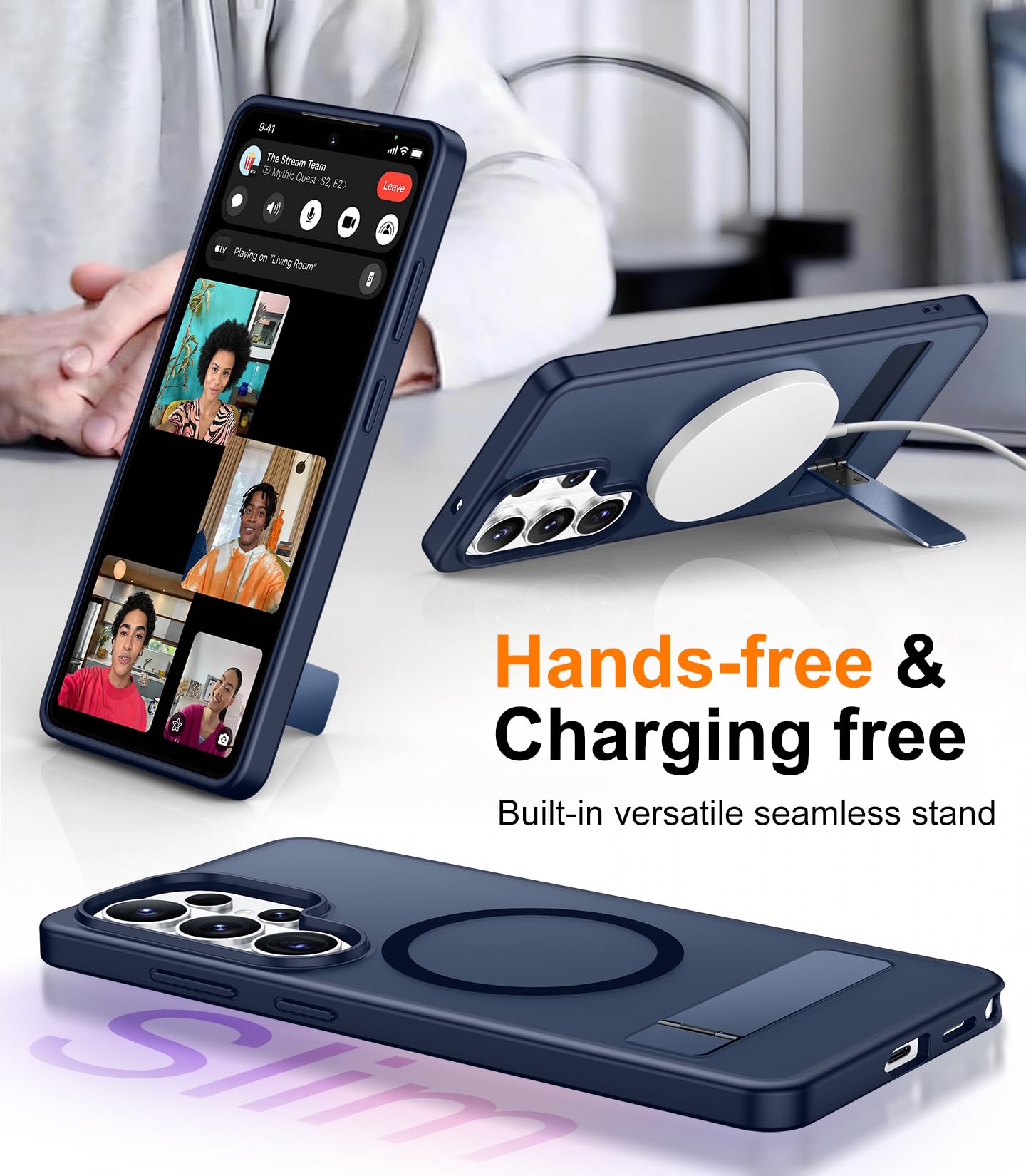for Samsung Galaxy Z Fold 8 Case,[Compatible with MagSafe][Built-in HD Screen Protector & Kickstand][Hinge Protection]Translucent Matte Full-Body Shockproof Phone Case for Galaxy Z Fold 8,Black