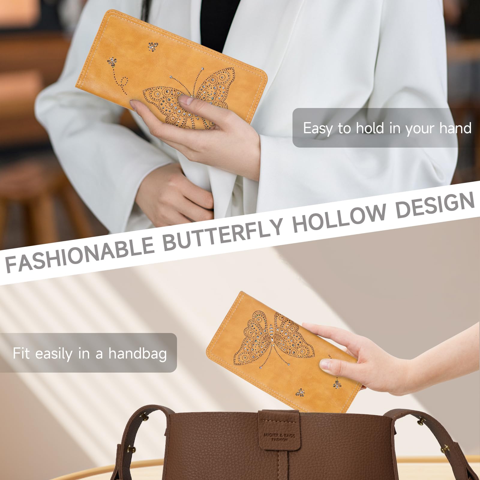 KITEVIUN RFID Wallet Women Ultra Slim Thin Womens Wallet Compact Clutch Long Ladies Wallet for Women WHITE