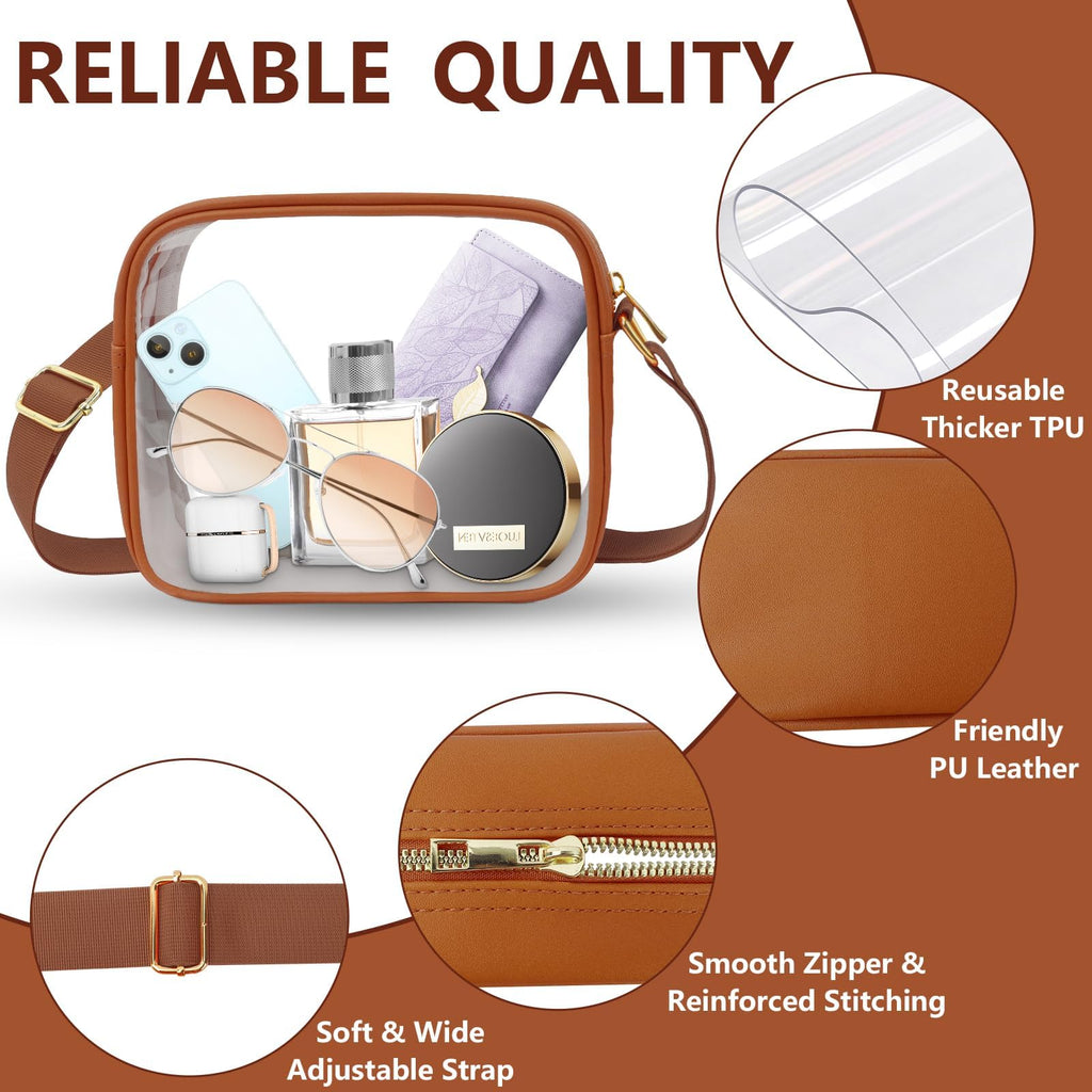 KETIEE Clear Crossbody Bag, Stadium Approved Clear Purse Bag for Concerts Sports Events Festivals